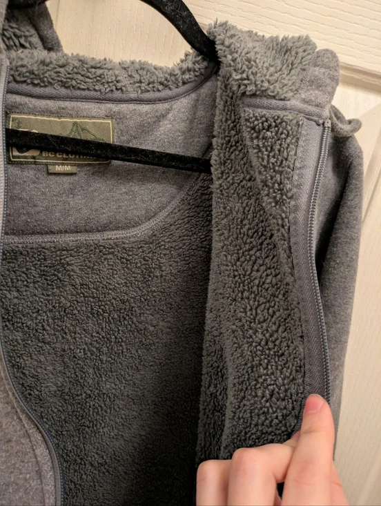 BC Clothing Cozy Gray Sherpa-Lined Zip Hoodie - Picture 2 of 5